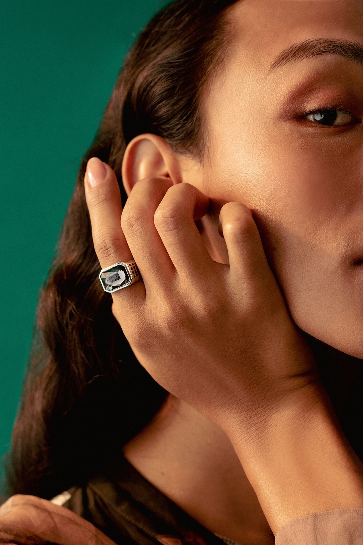 Geometric Stone Embellished Ring 