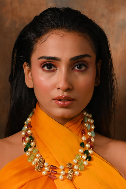 Triple Layered Beaded Necklace 