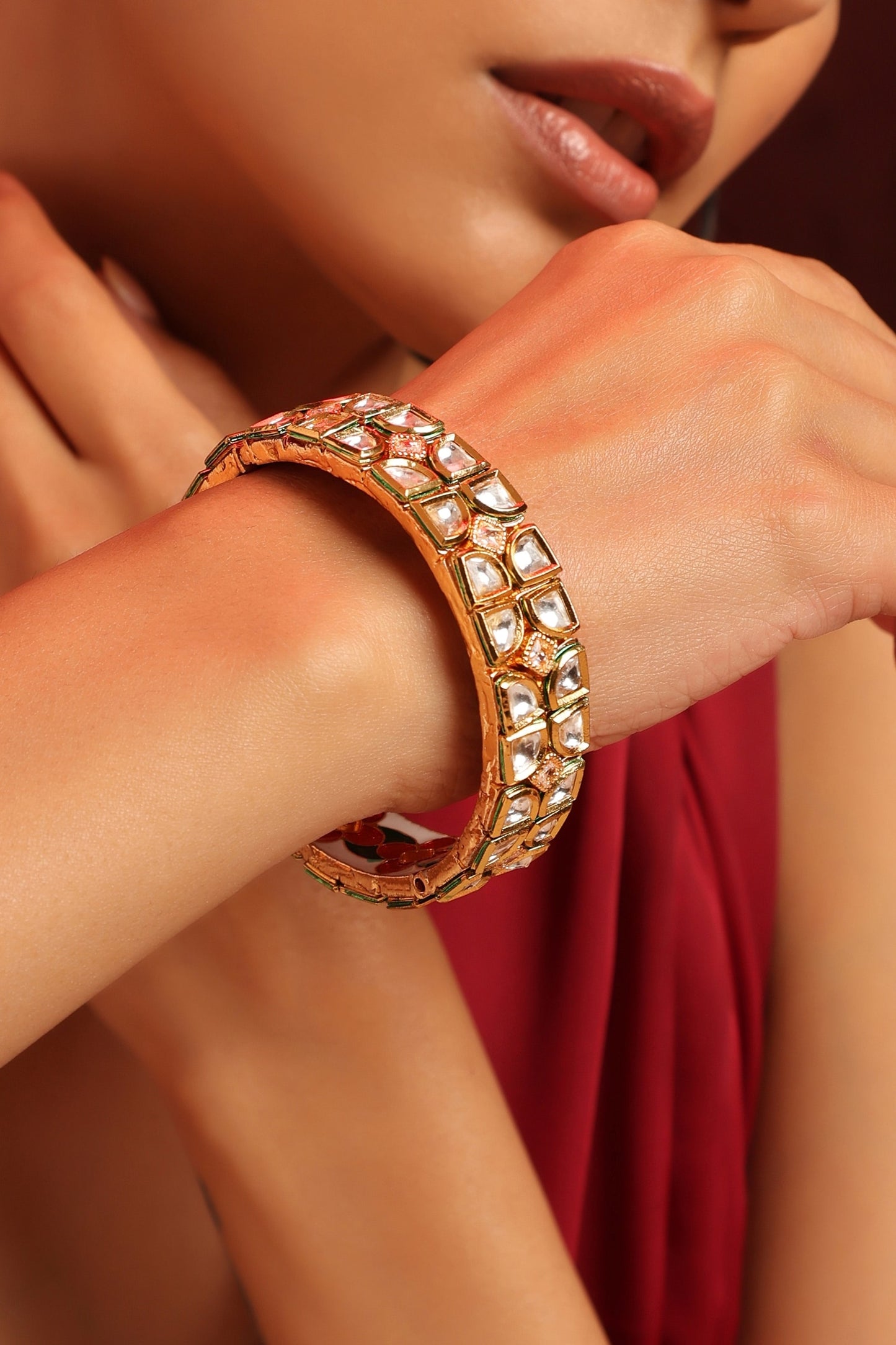 Embellished Floral Geometric Pattern Kada 