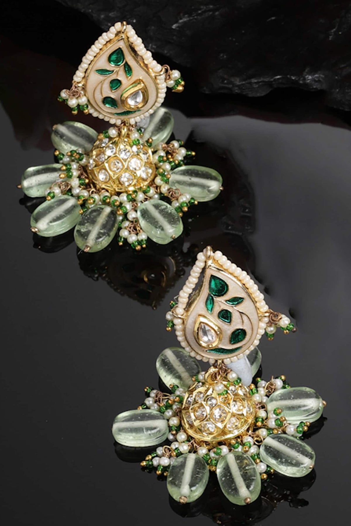 Meenakari Paisley Embellished Jhumkas 