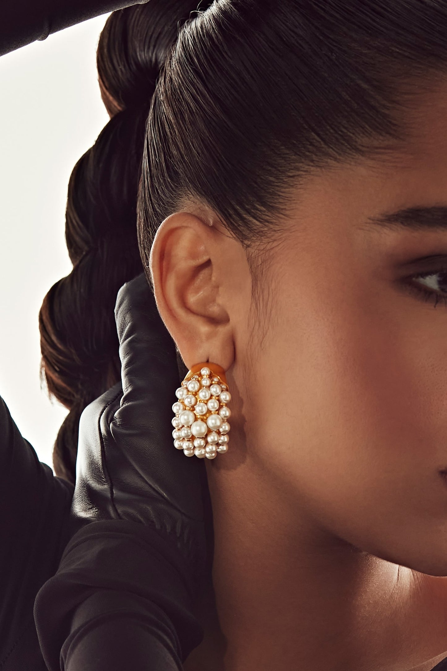 Cluster Pearl Studded Hoops 