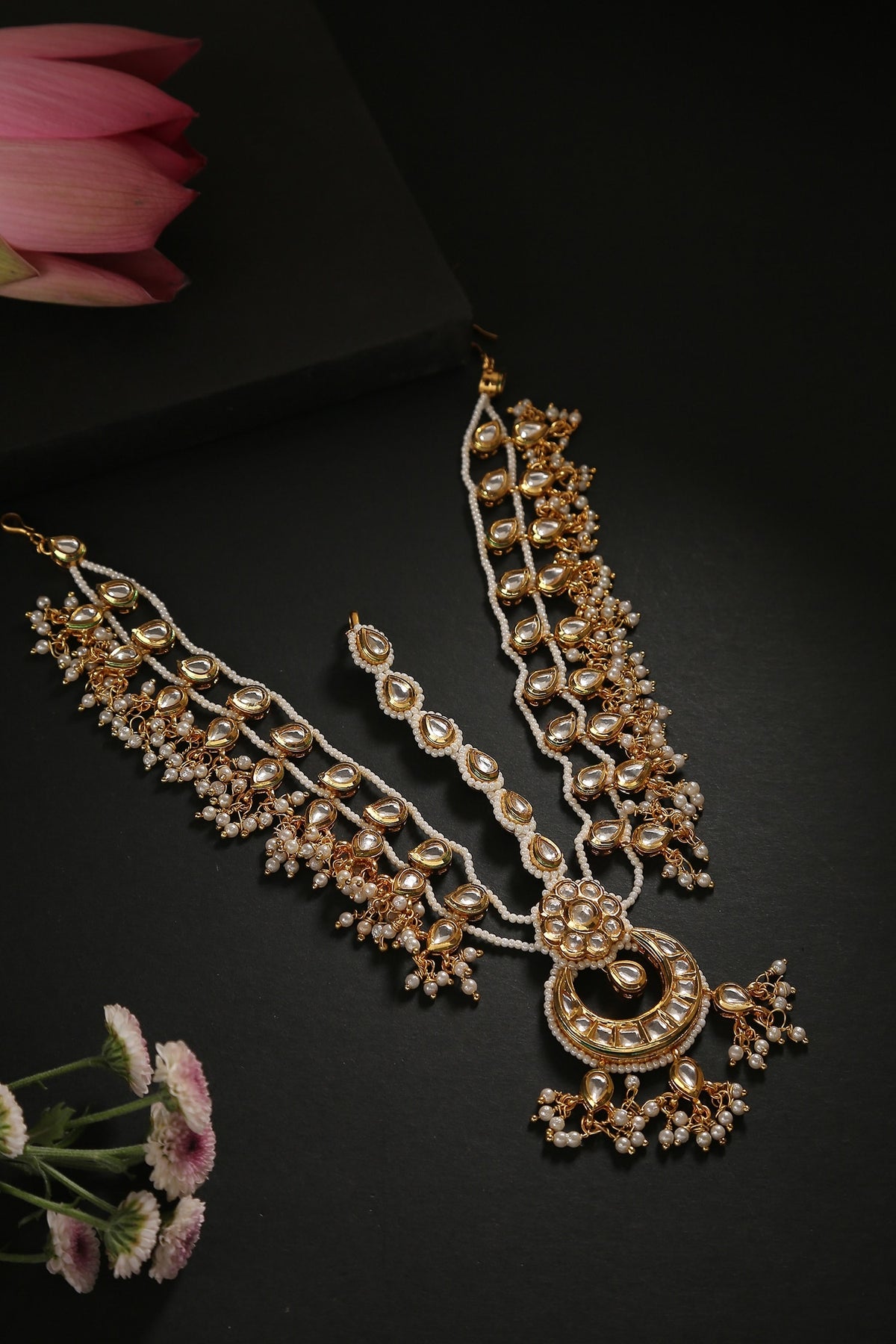 Pearl Embellished Mathapatti 
