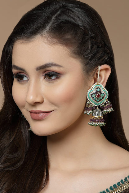 Meenakari & Bead Drop Jhumkis 