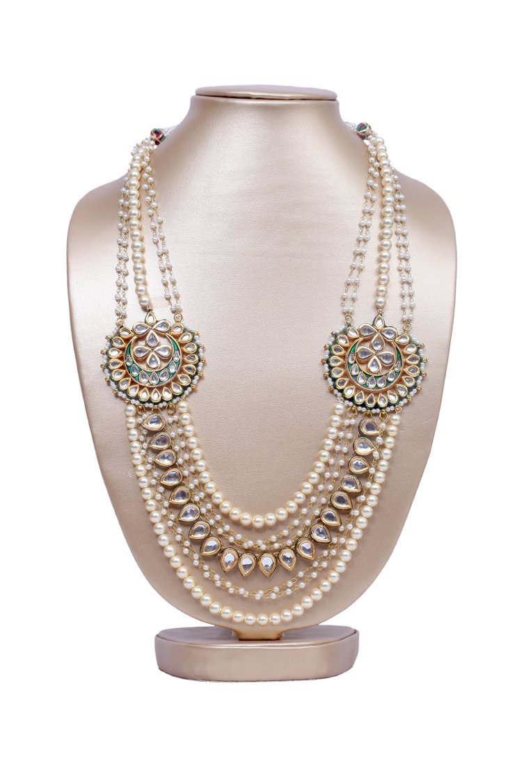 Kundan and pearl motif layered necklace 