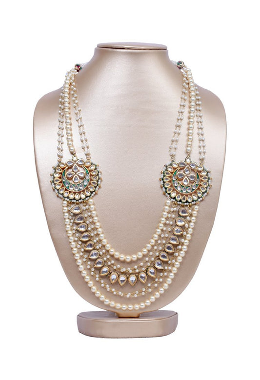 Kundan and pearl motif layered necklace 