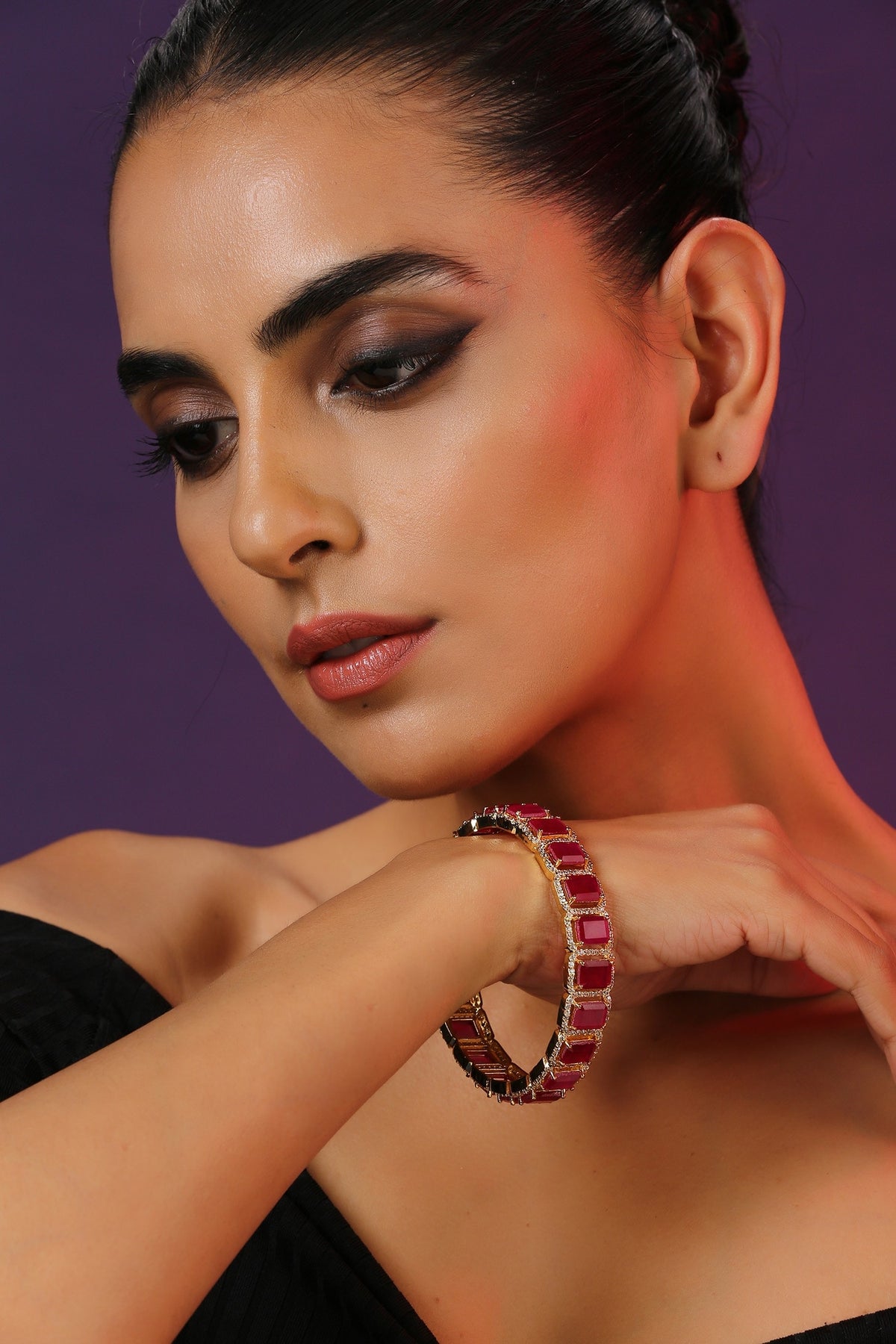 Zirconia Embellished Red Bracelet 