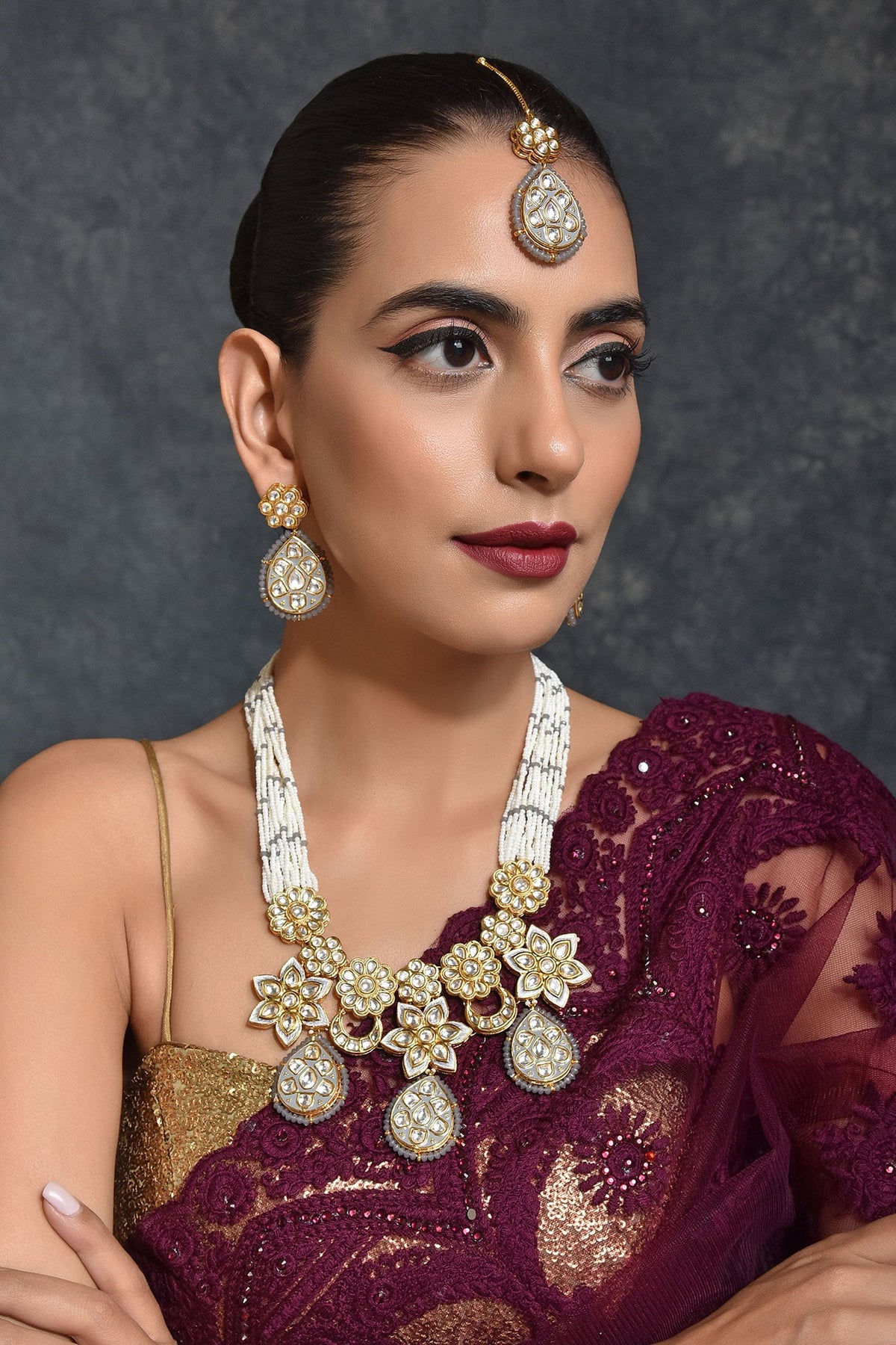 Kundan Embellished Necklace Set 