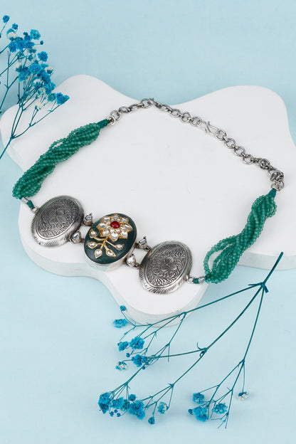 Inaya Bead Layered Pendant Choker 