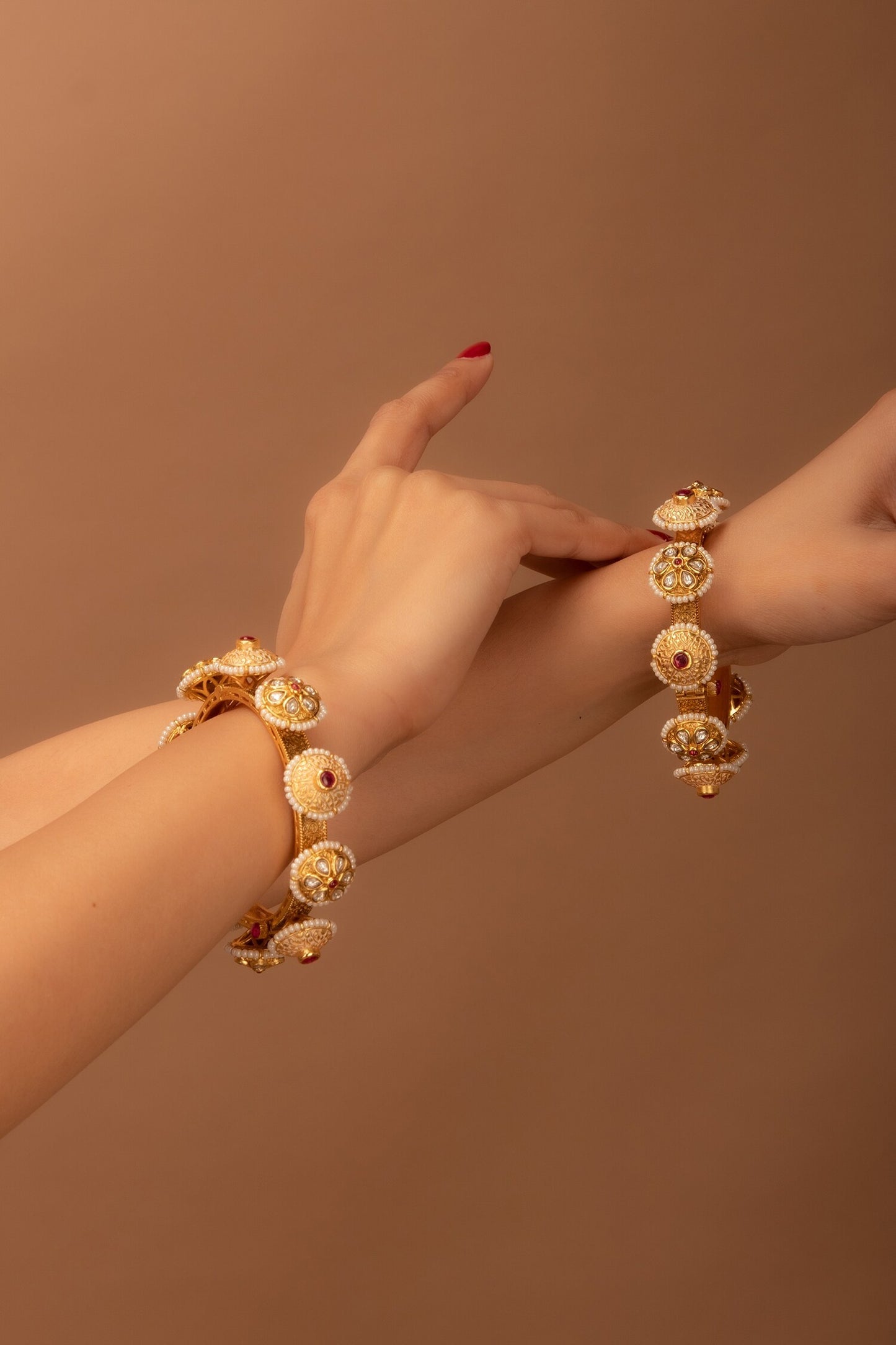 Kundan & Meenakari Pacheli Bangles - Set of 2 