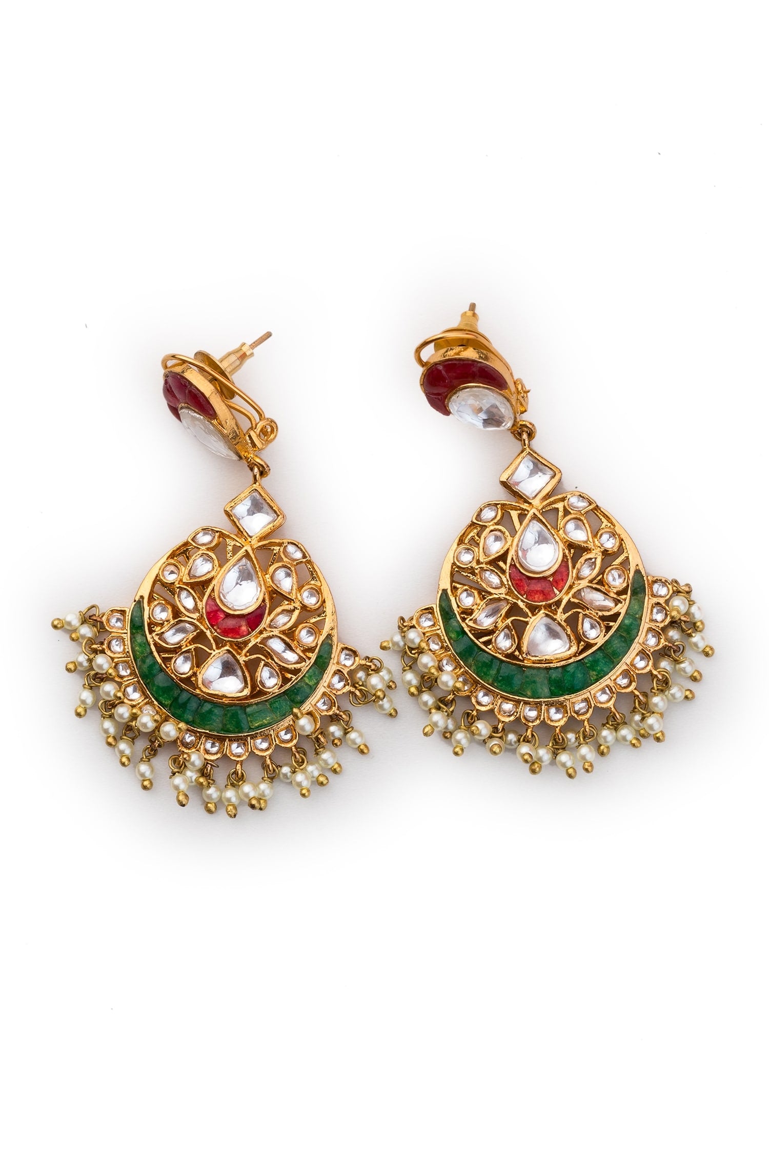 Pearl Drop Kundan Chandbalis 