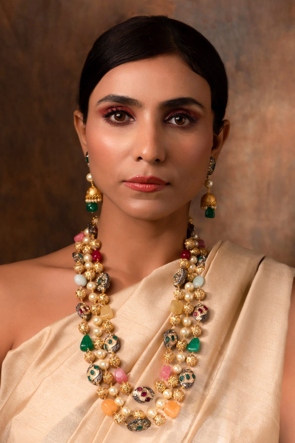 Multi Beaded Long Necklace Set 