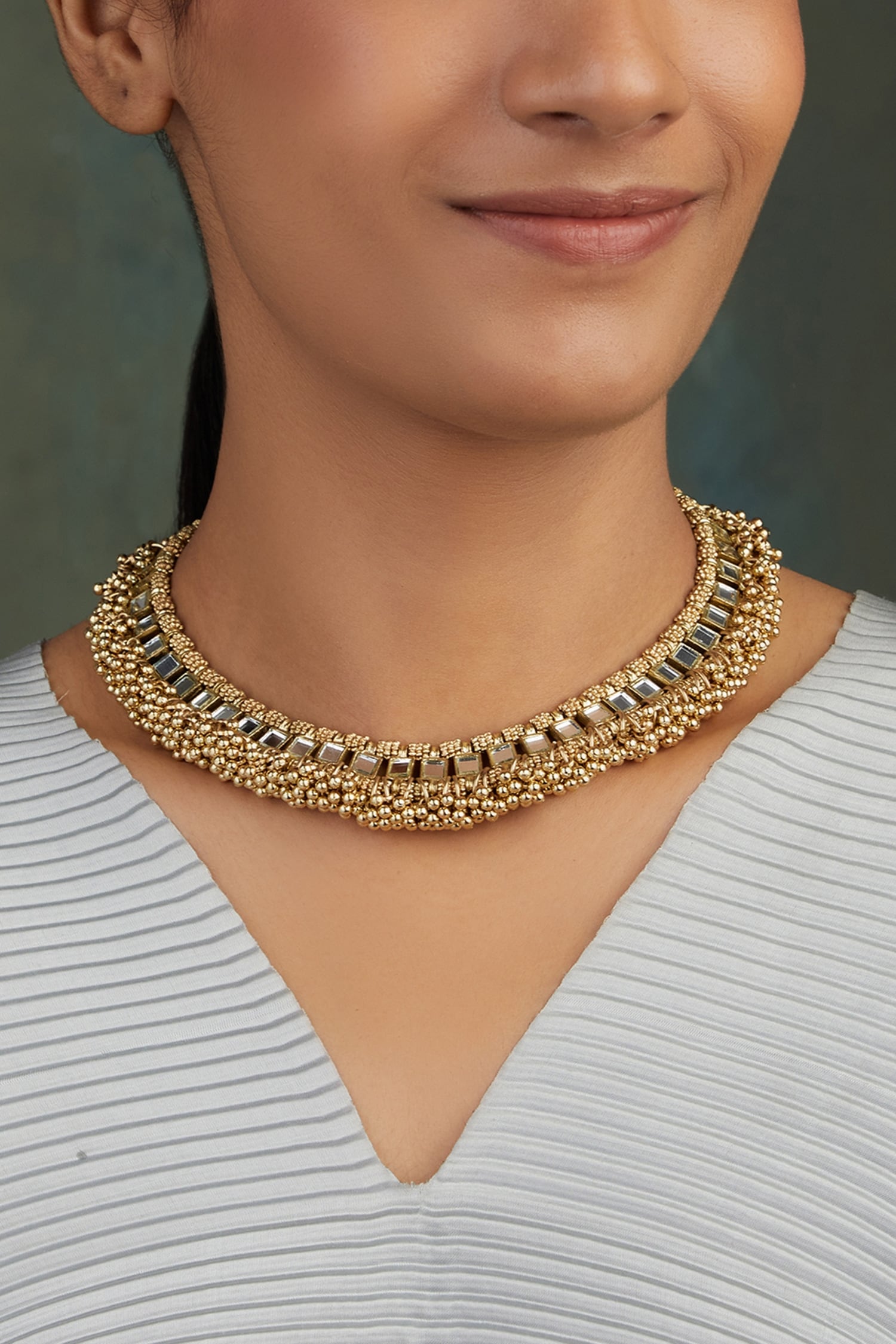 Mirror Studded Falak Bajra Necklace 