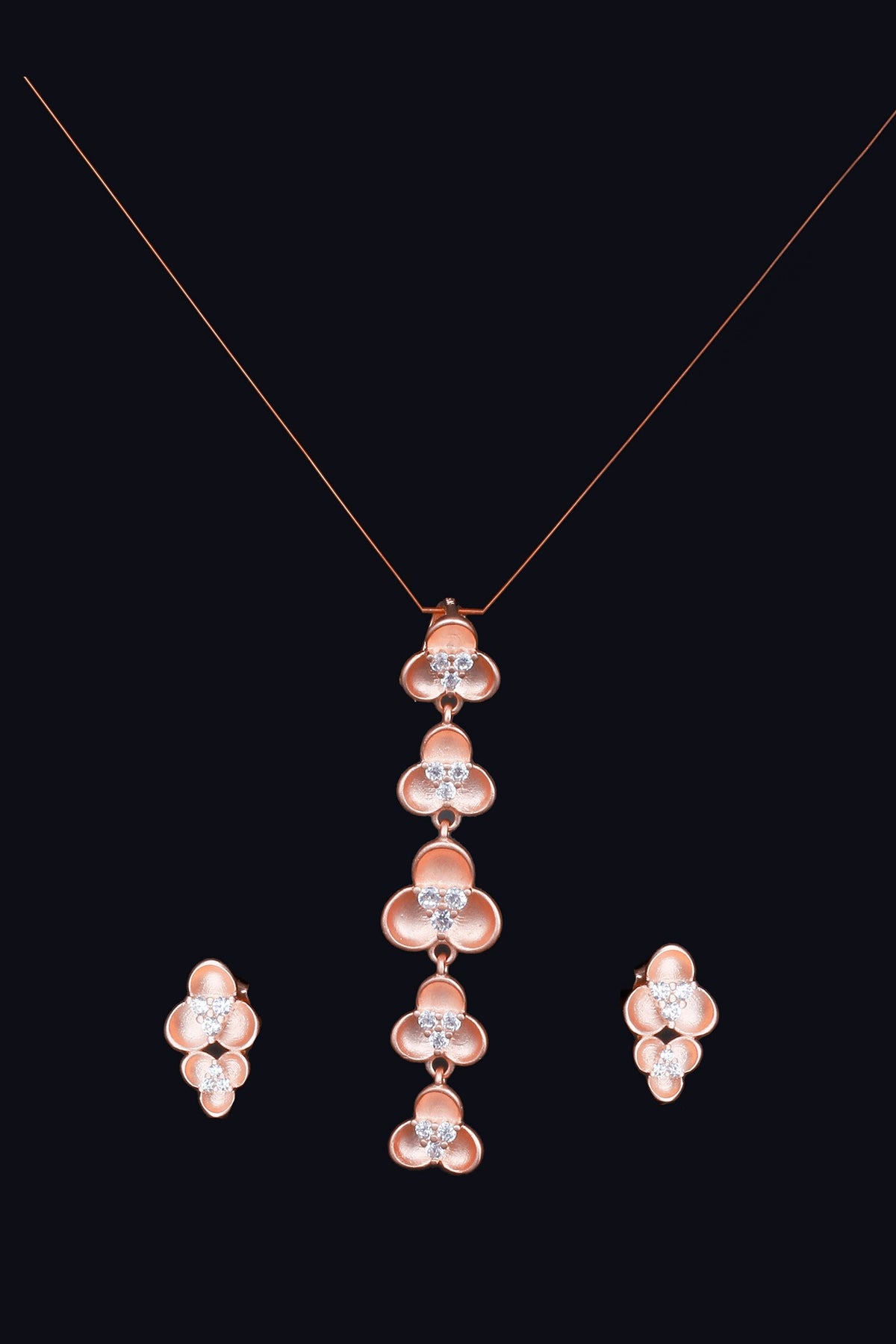 Elise Flower Dangler Pendant With Earrings 