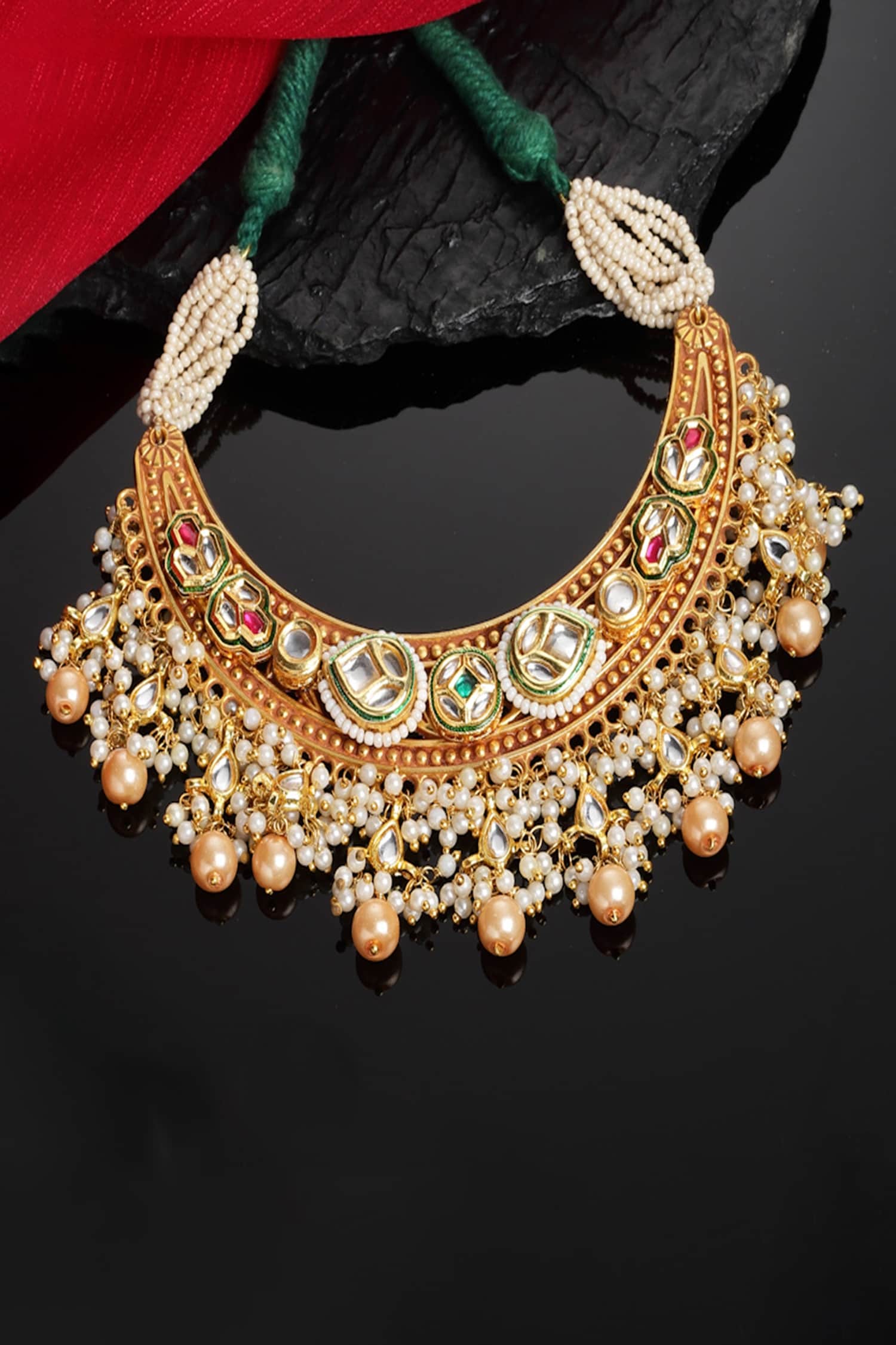 Pearl Drop Embellished Choker 
