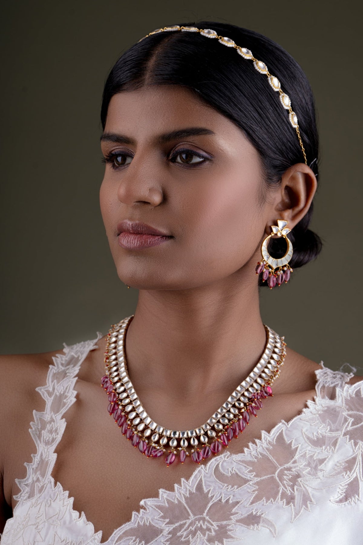 Bead Drop Embellished Necklace Set 