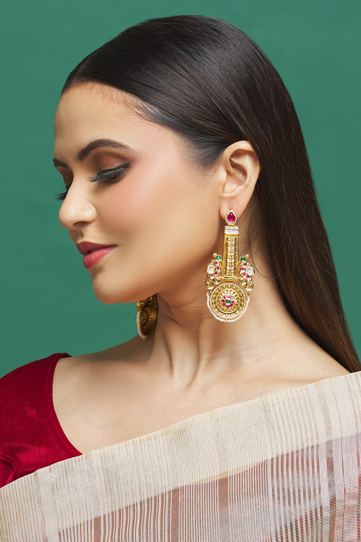 Peacock Design Dangler Earrings 