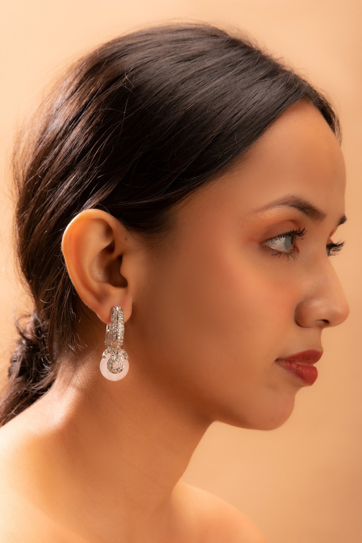Quartz Drop Bali Earrings 