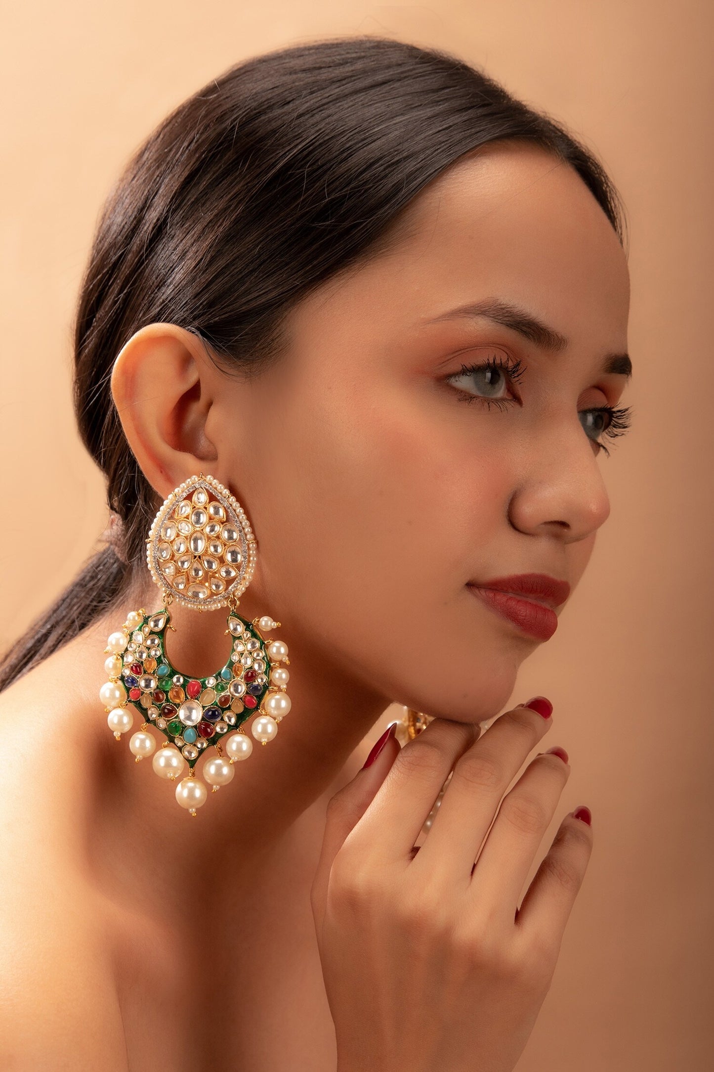 Multi Stone Embellished Chandbalis 