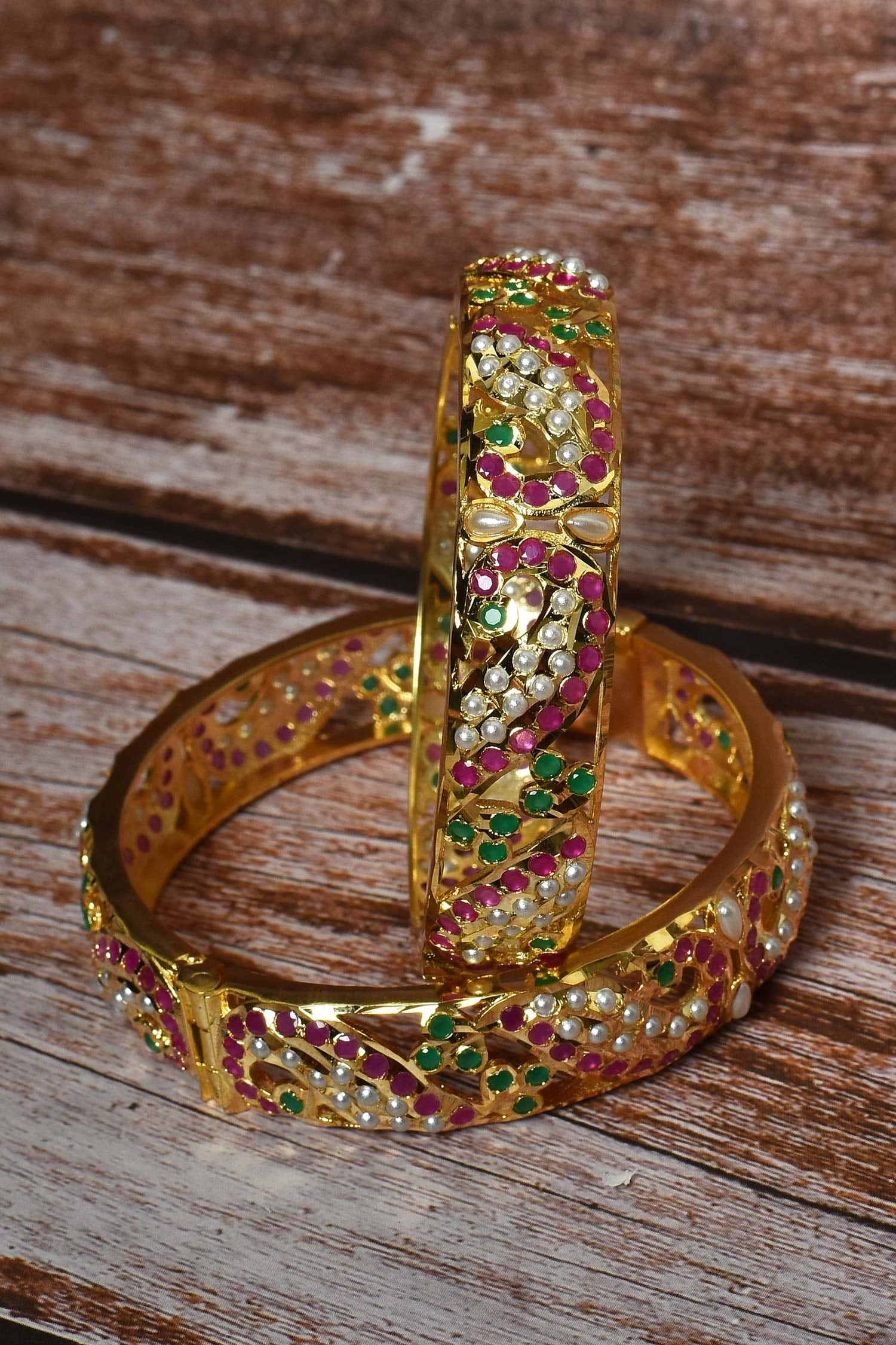 Kundan Jadau Bangles - Set of 2 