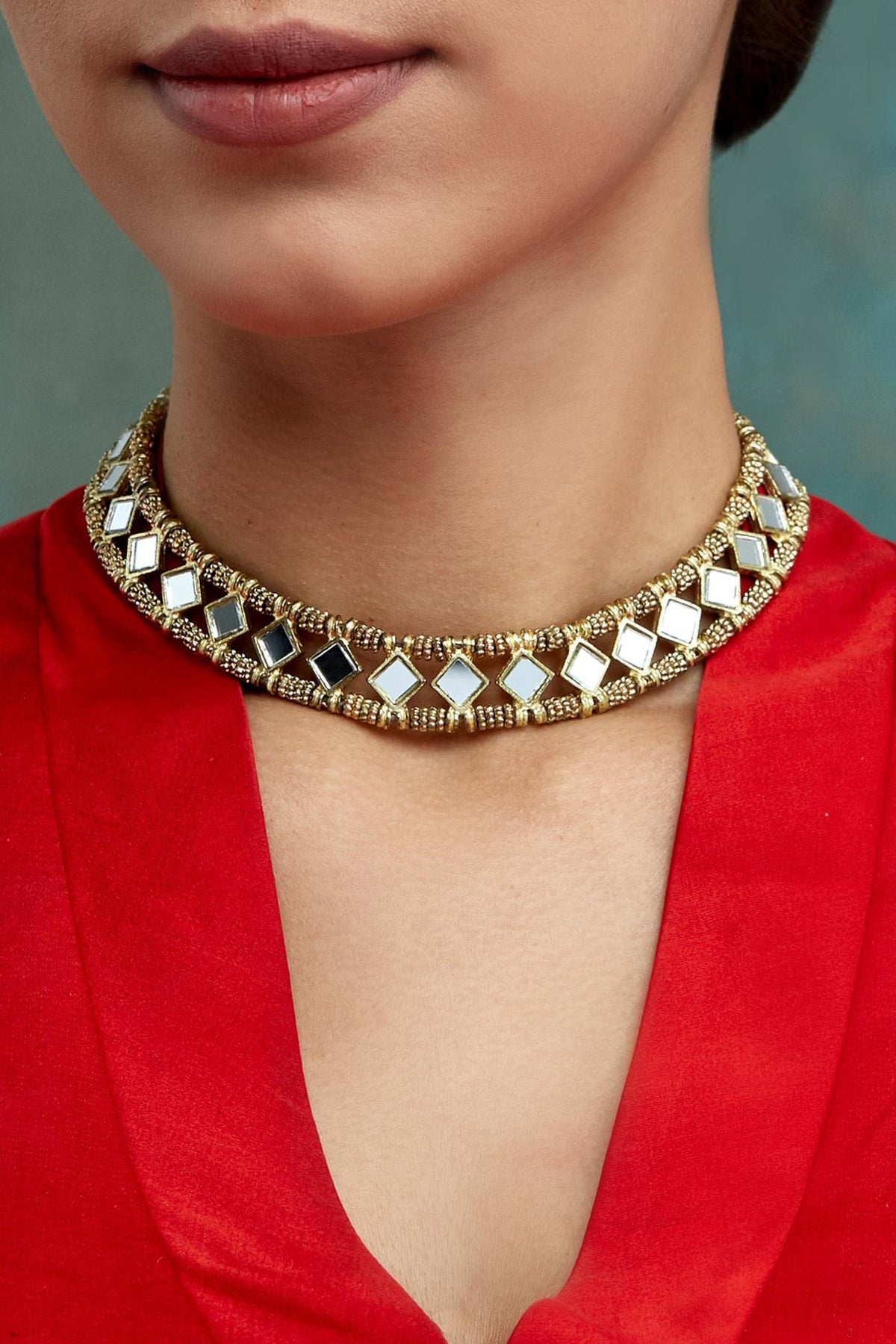Mirror Studded Mumtaz Choker 