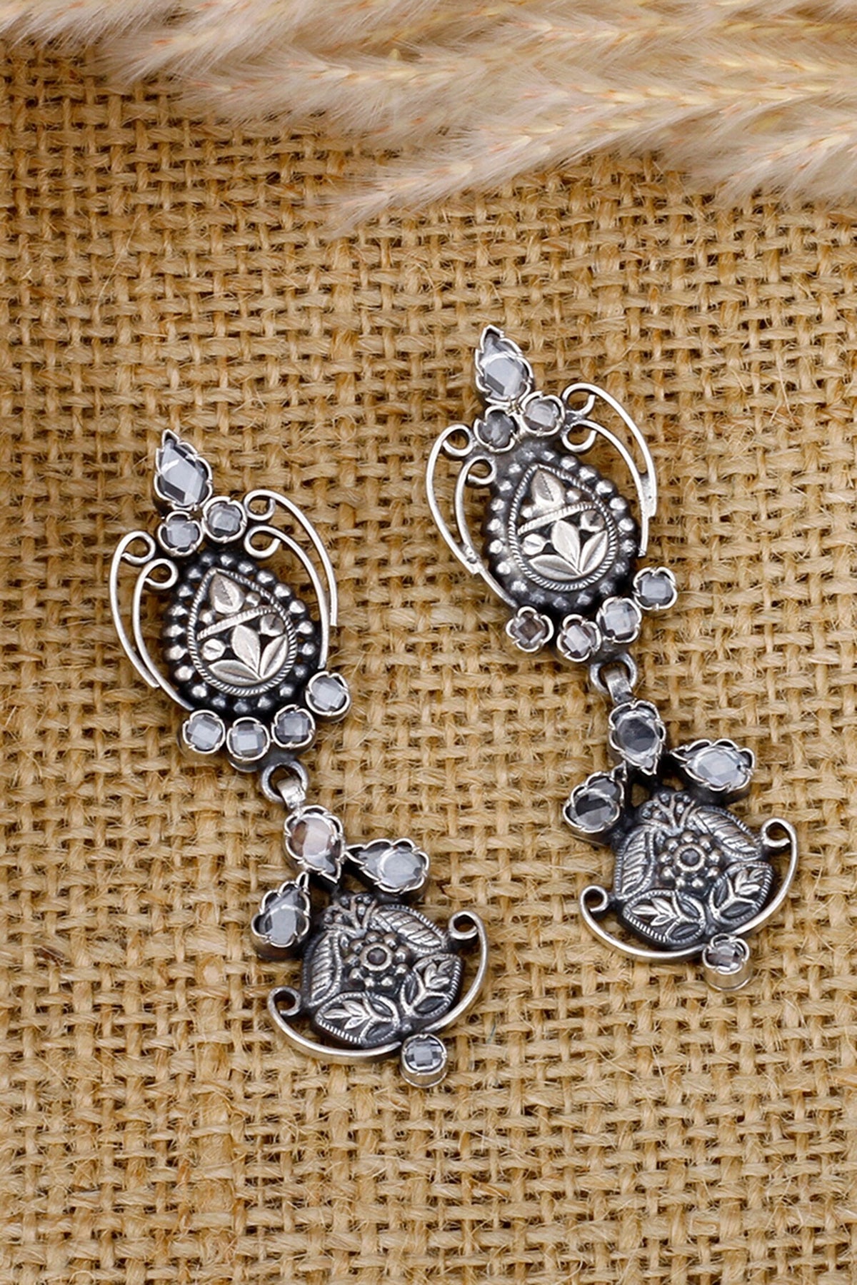 Rajiha Flower Carved Drop Earrings 