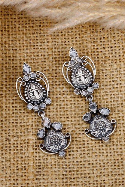 Rajiha Flower Carved Drop Earrings 