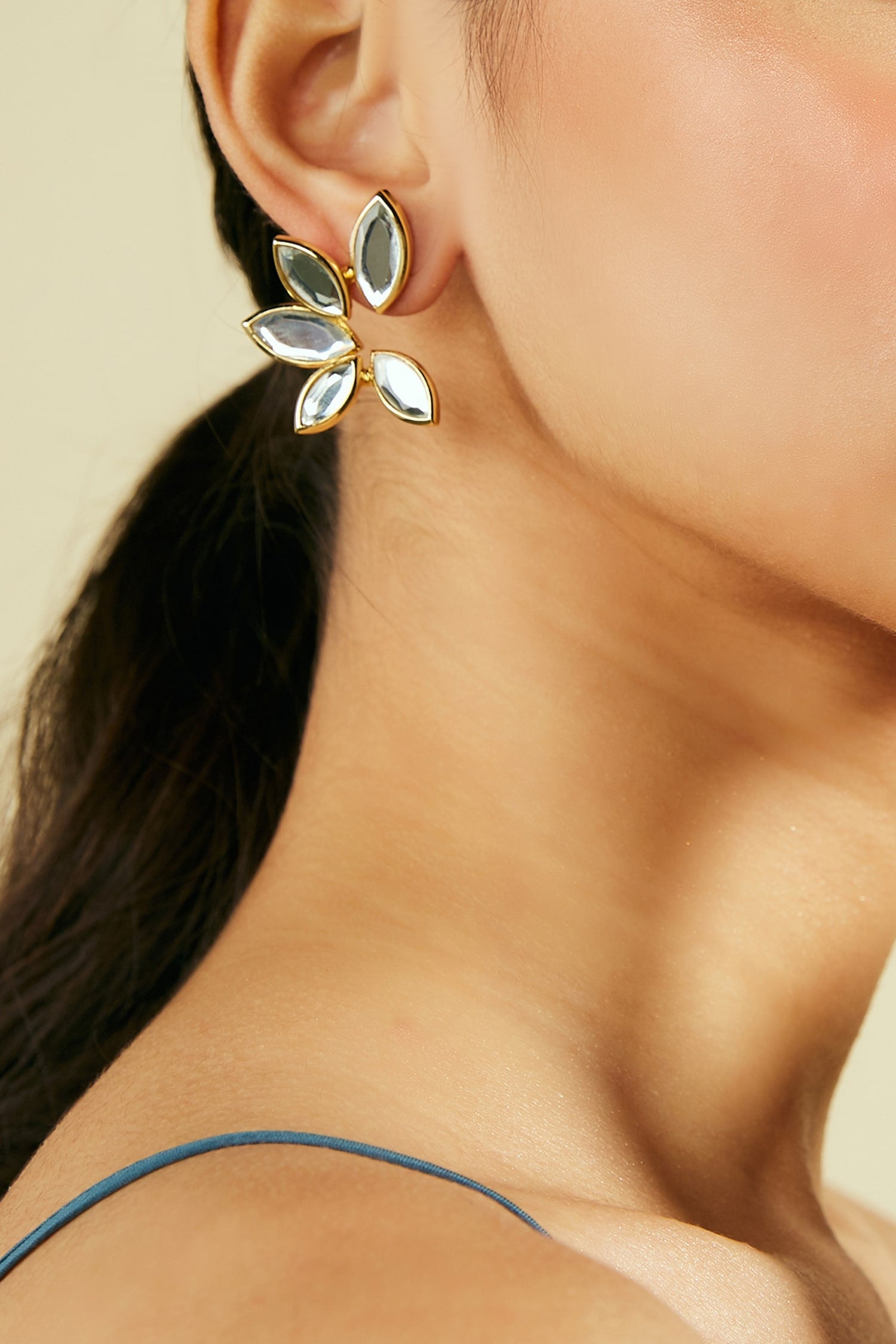 Marquise Mirror Stud Earrings 