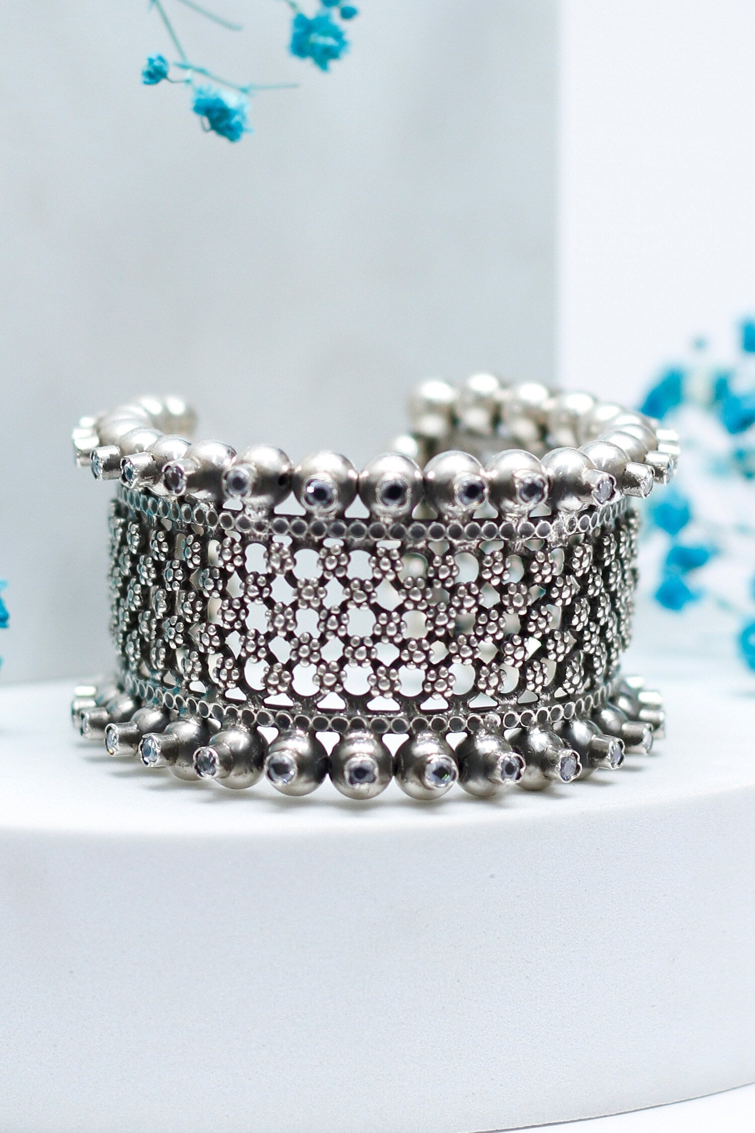 Lubena Checkered Pattern Cuff Bracelet 