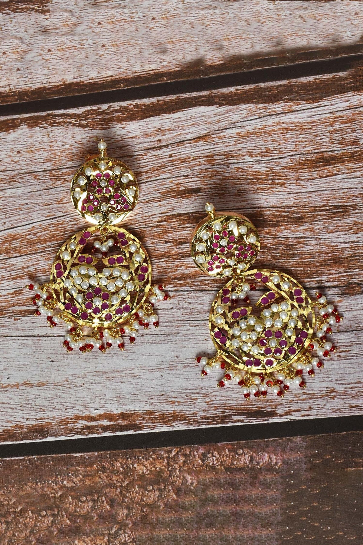Jadau Cutwork & Embellished Earrings 