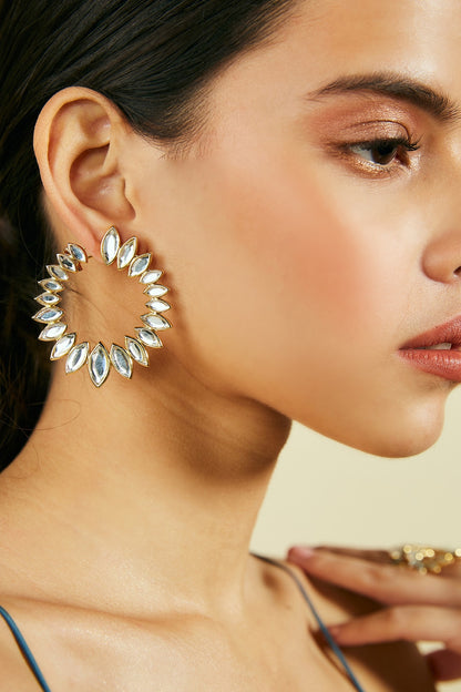 Marquise Mirror Embellished Earrings 