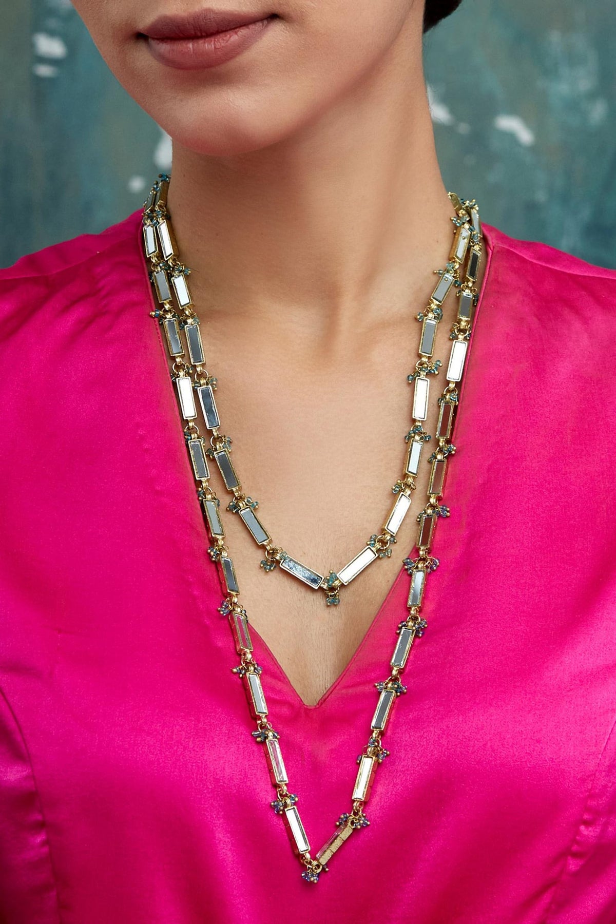 Mirror Studded Qabeela Long Neckstring 
