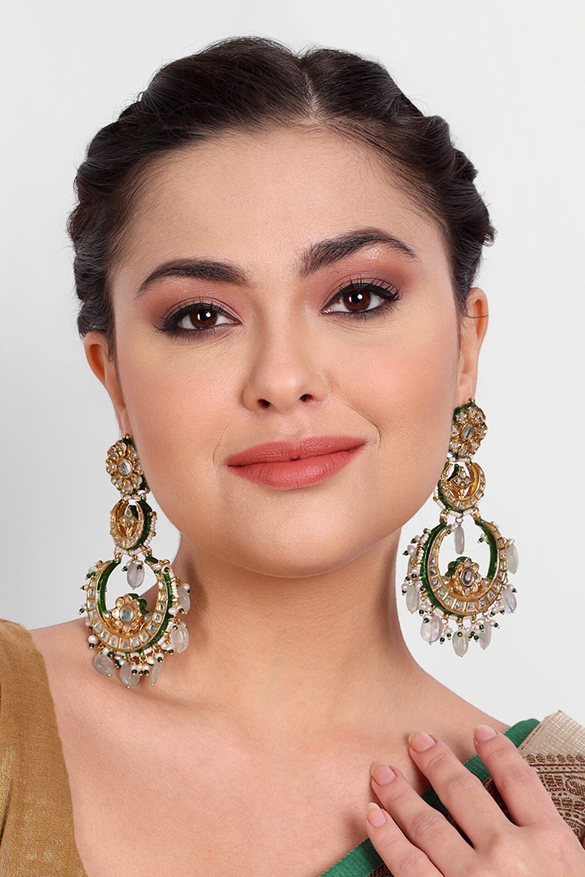 Kundan Studded & Bead Drop Chandbalis 
