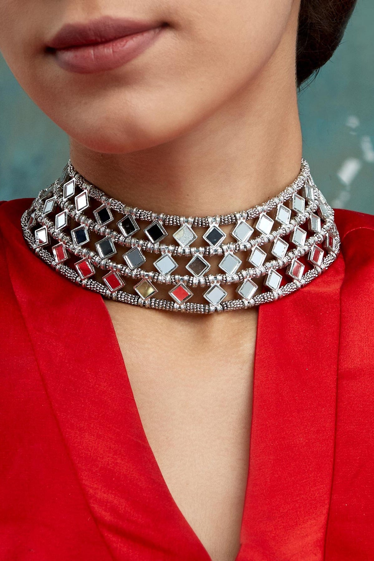 Mumtaz Mirror Studded Choker 