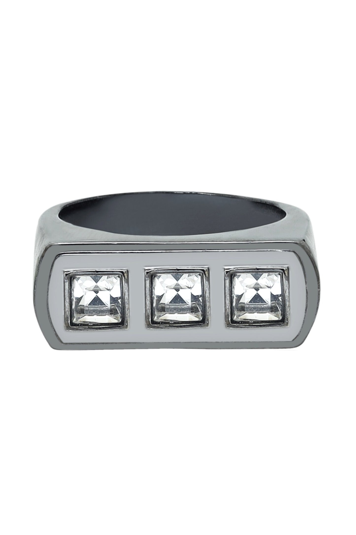 Stone Embellished Geometric Ring 