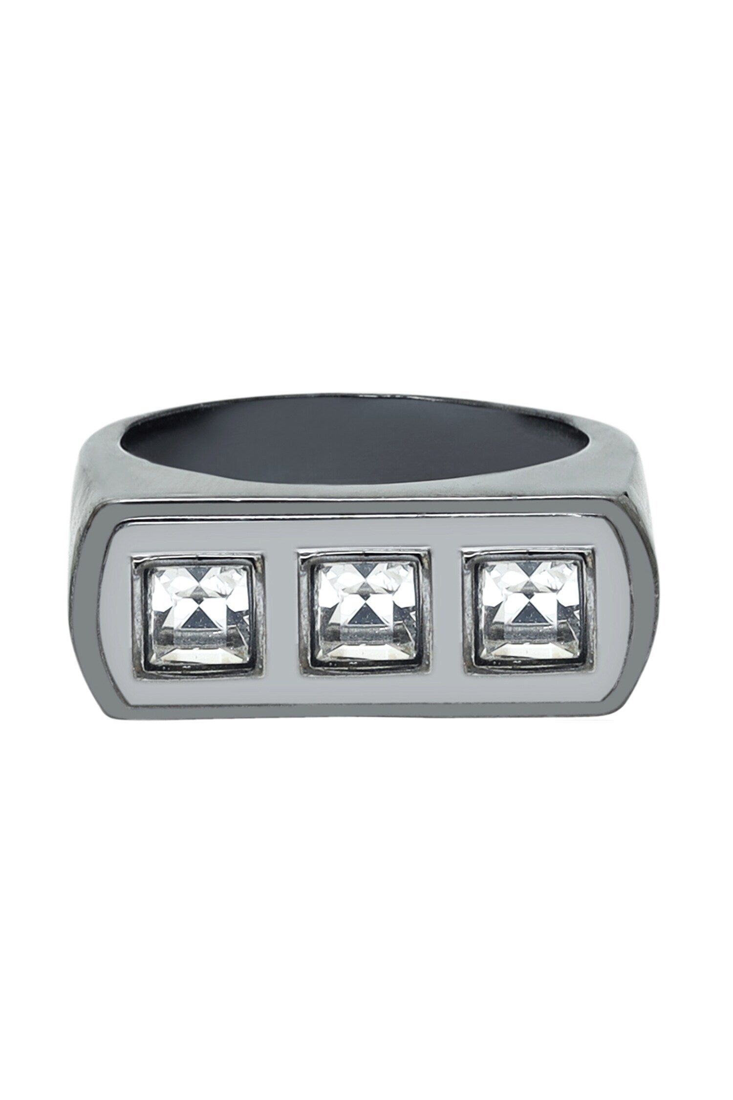 Stone Embellished Geometric Ring 