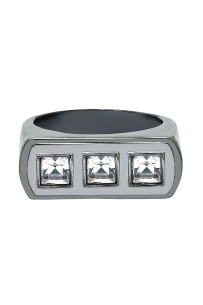 Stone Embellished Geometric Ring 
