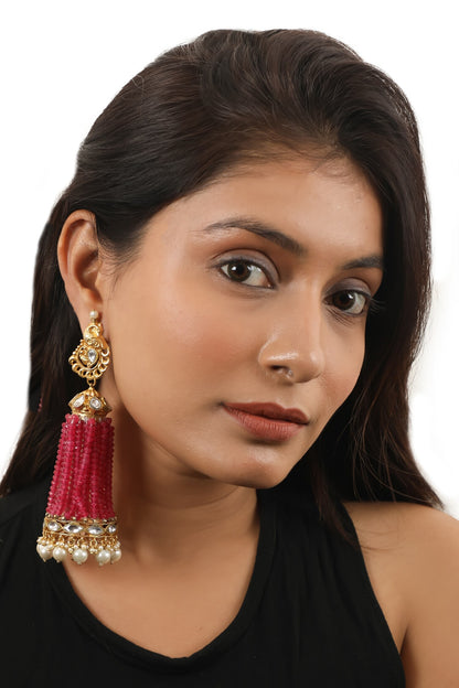 Peacock Motif Glass Bead Embellished Jhumkas 