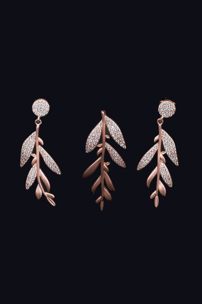Jannat Leaf Dangler Pendant With Earrings 