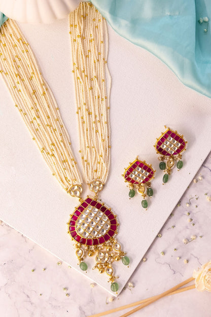 Kundan Stone Embellished Necklace set 