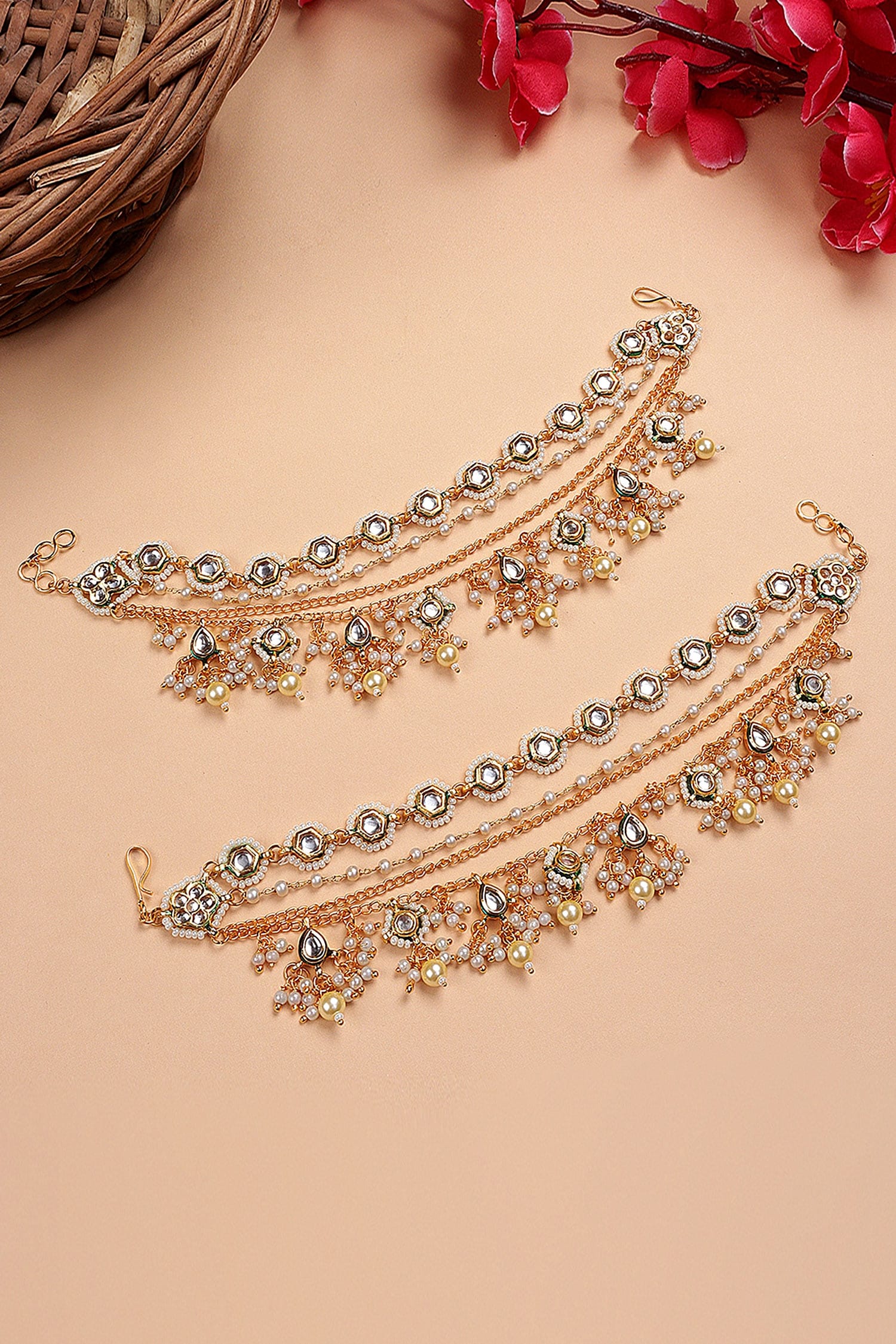 Stone Embellished Ear Chain 