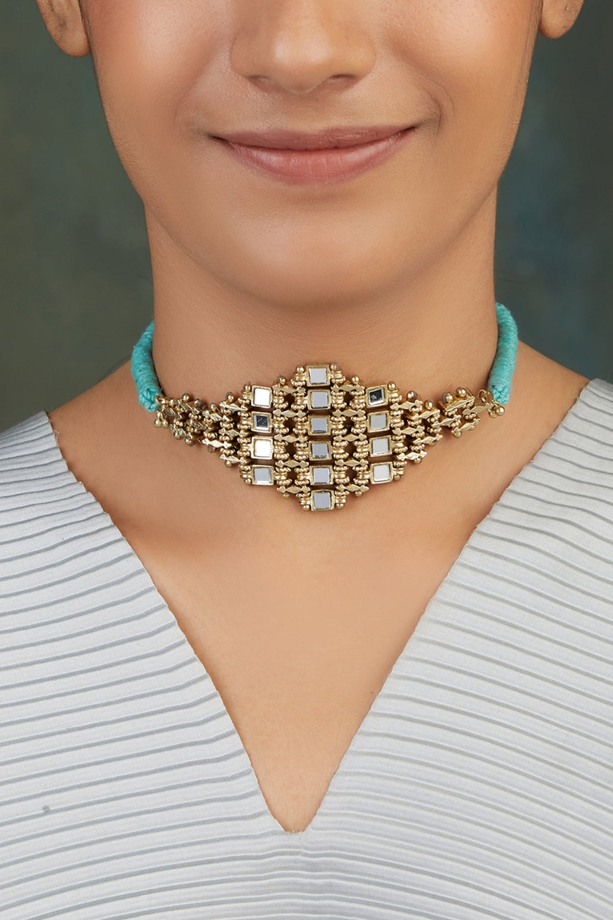 Mirror Studded Falak Teer Choker 
