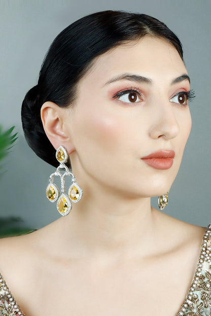 Zircon Embellished Dangler Earrings 