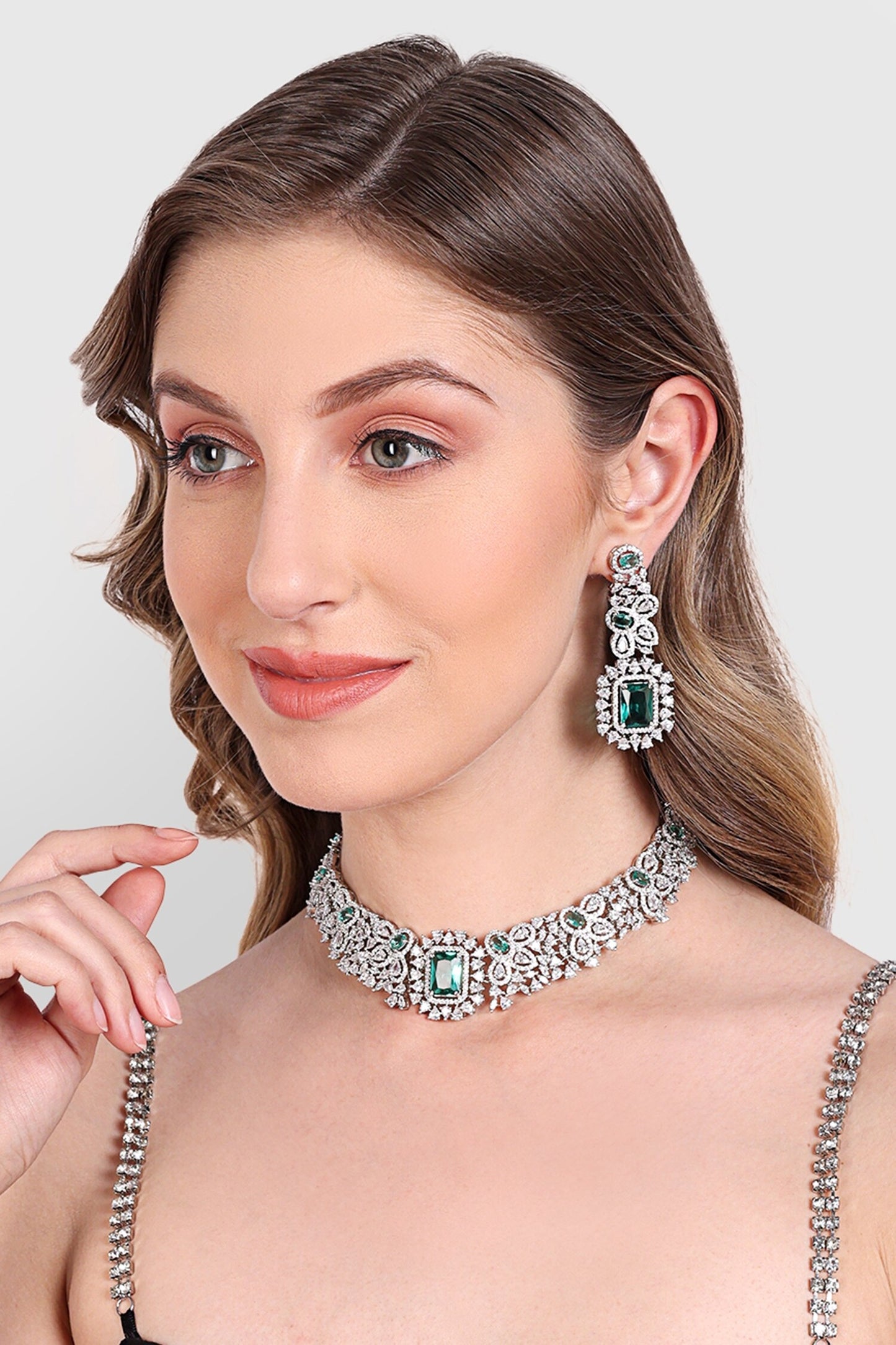 Zircon Studded Choker Set 