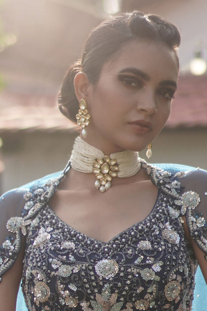 Floral Kundan Beaded Choker Set 