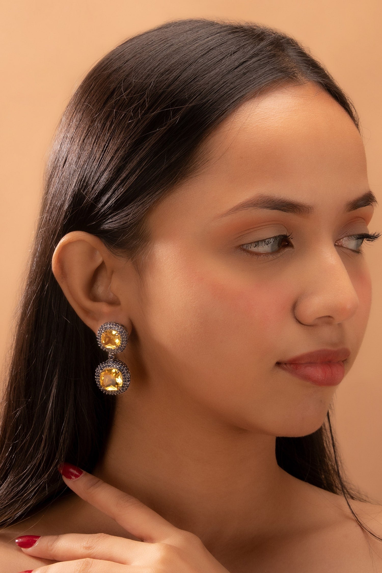Stone Studded Drop Earrings 