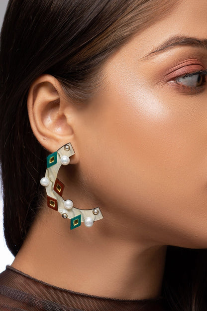The Intarsia Geometric Pattern Earrings 