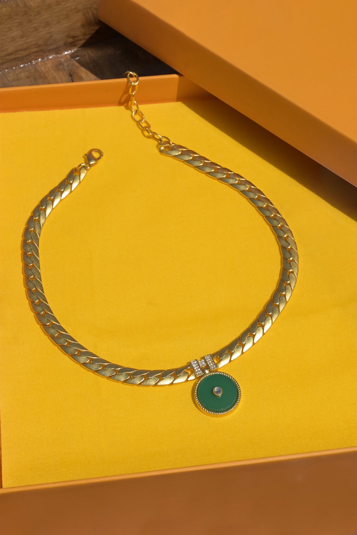 Onyx Link Pendant Necklace 