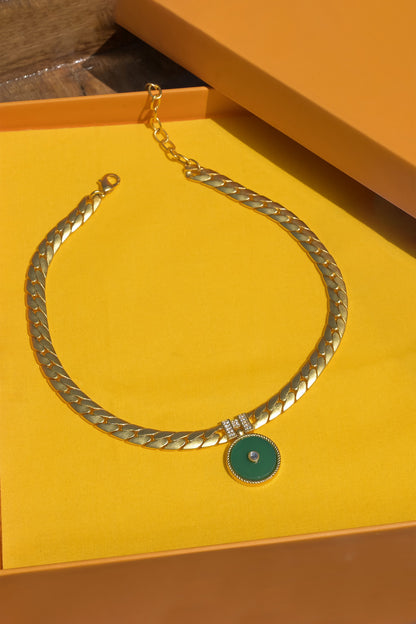 Onyx Link Pendant Necklace 