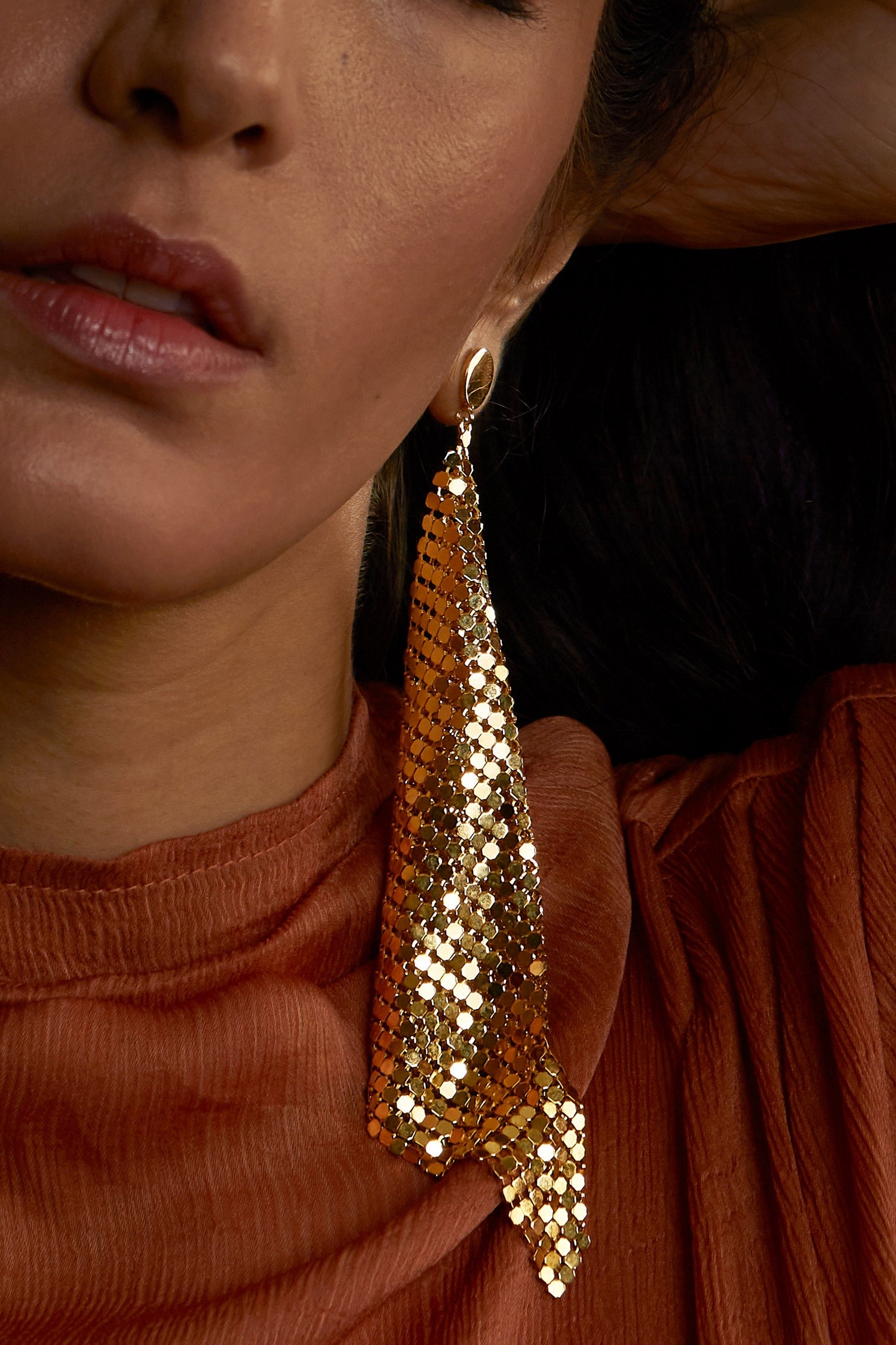 Handcrafted Mesh Tassel Earrings 