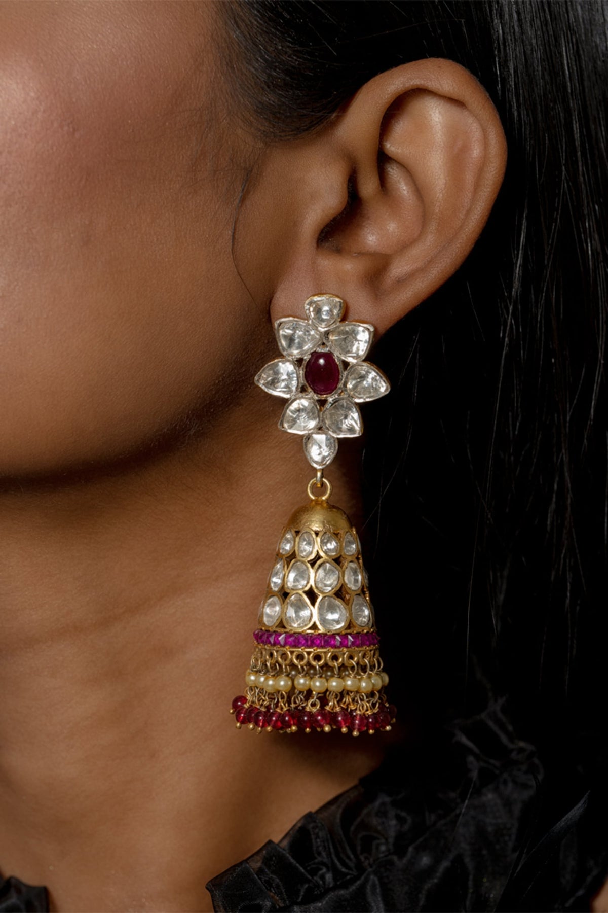 Polki Embellished Jhumkas 